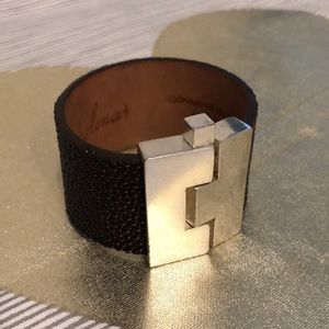Leigh Elena Brown Stingray Silver Buckle Bracelet